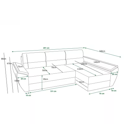 Rohová sedací souprava na každodenní spaní OPHELIA - tmavě šedá