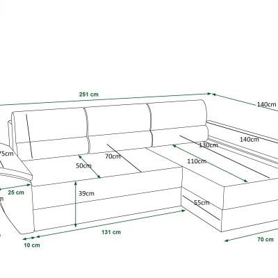 Rohová sedací souprava na každodenní spaní OPHELIA - tmavě šedá / černá