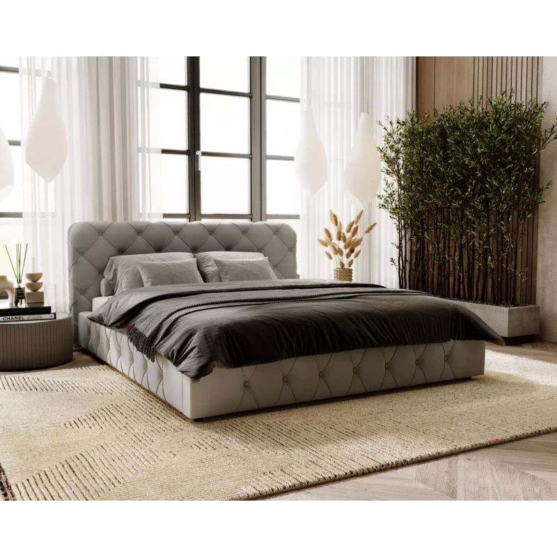 Elegantní čalouněná postel 120x200 MARLENE 2 s úložným prostorem - světle šedá