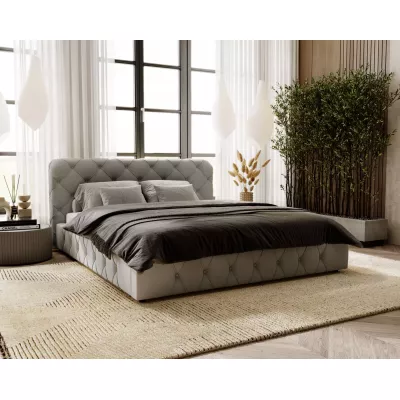 Elegantní čalouněná postel 200x200 MARLENE 2 s úložným prostorem - světle šedá