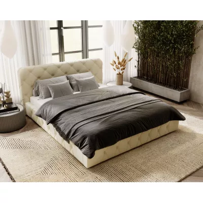 Elegantní čalouněná postel 160x200 MARLENE 2 s úložným prostorem - krémová