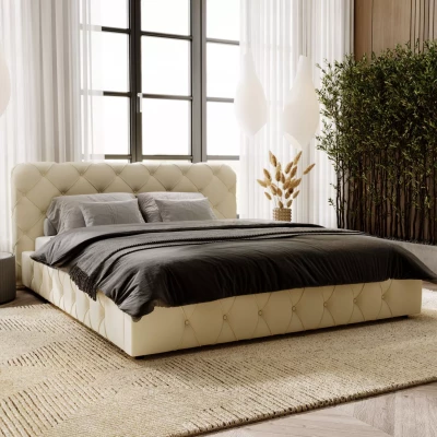 Elegantní čalouněná postel 180x200 MARLENE 2 s úložným prostorem - krémová