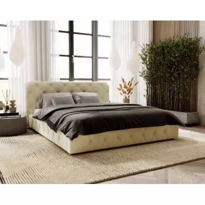 Elegantní čalouněná postel 200x200 MARLENE 2 s úložným prostorem - krémová