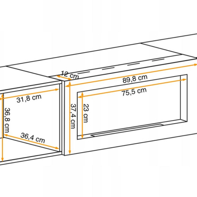 VÝPRODEJ - Obývací stěna s biokrbem FREYA 4 - bílá / černý lesk