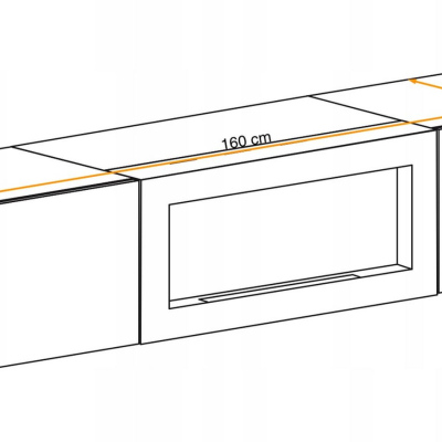 VÝPRODEJ - Obývací stěna s biokrbem FREYA 4 - bílá / černý lesk
