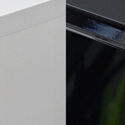 VÝPRODEJ - Obývací stěna s biokrbem FREYA 4 - bílá / černý lesk