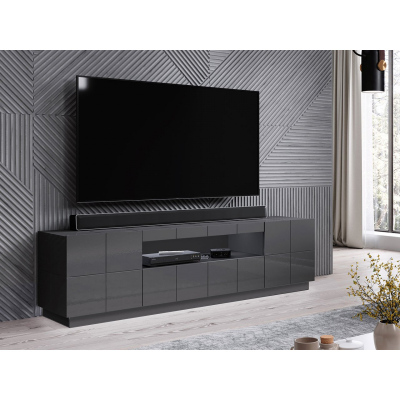 VÝPRODEJ - Televizní stolek FORMOSA - lesklý grafitový
