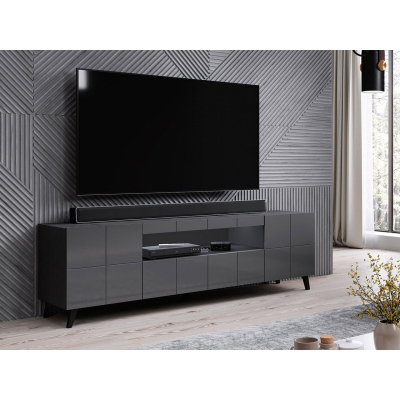 VÝPRODEJ - Televizní stolek FORMOSA - lesklý grafitový