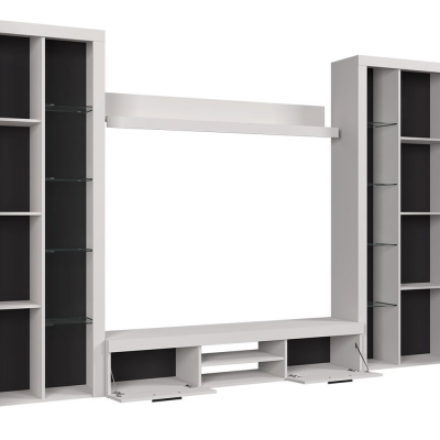 VÝPRODEJ - Obývací stěna s osvětlením PUMBA XL 2 - dub lefkas / grafit