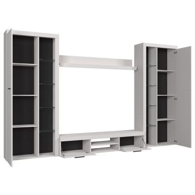 VÝPRODEJ - Obývací stěna s osvětlením PUMBA XL 2 - dub lefkas / grafit