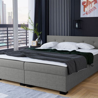 VÝPRODEJ - Čalouněná manželská postel 160x200 WERDY - šedá + topper ZDARMA