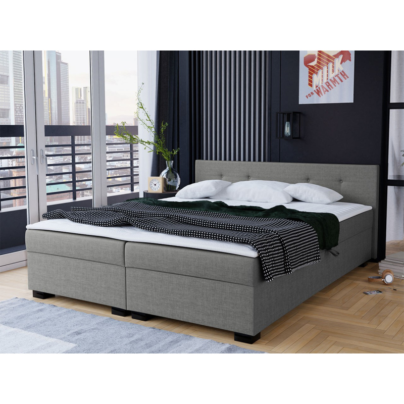 VÝPRODEJ - Čalouněná manželská postel 160x200 WERDY - šedá + topper ZDARMA