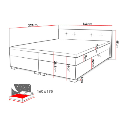 VÝPRODEJ - Čalouněná manželská postel 160x200 WERDY - šedá + topper ZDARMA