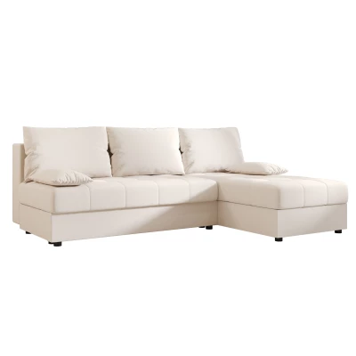 Rozkládací rohová sedačka ADELINDE - smetanová, pravý roh