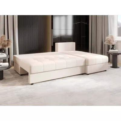 Rozkládací rohová sedačka ADELINDE - smetanová, pravý roh