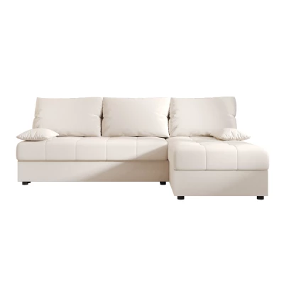 Rozkládací rohová sedačka ADELINDE - smetanová, pravý roh