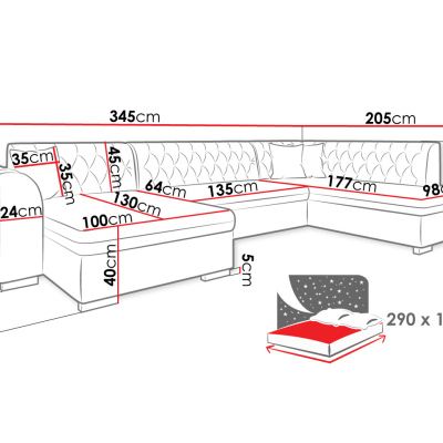VÝPRODEJ - Sedačka do U na každodenní spaní SKAGEN - béžová, pravý roh