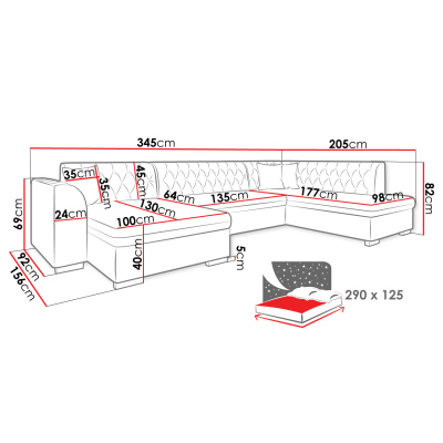 VÝPRODEJ - Sedačka do U na každodenní spaní SKAGEN - béžová, pravý roh