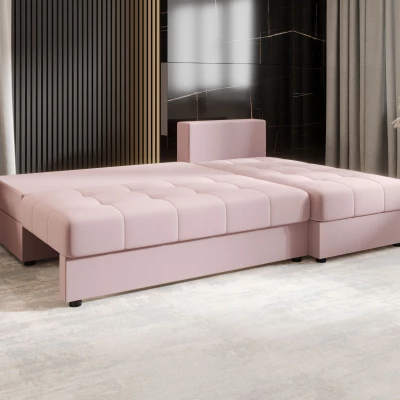 Rozkládací rohová sedačka ADELINDE - růžová, pravý roh