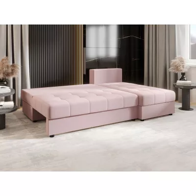 Rozkládací rohová sedačka ADELINDE - růžová, pravý roh