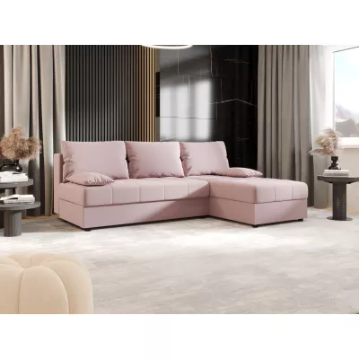 Rozkládací rohová sedačka ADELINDE - růžová, pravý roh