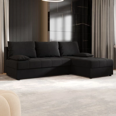 Rozkládací rohová sedačka ADELINDE - černá 1, pravý roh