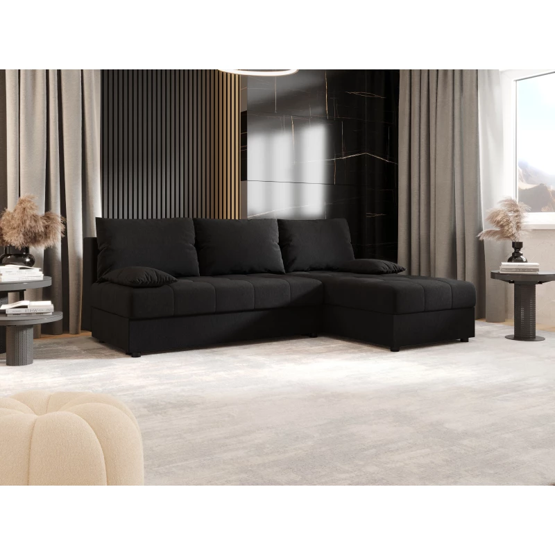 Rozkládací rohová sedačka ADELINDE - černá 1, pravý roh