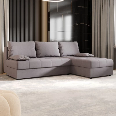 Rozkládací rohová sedačka ADELINDE - šedá, pravý roh