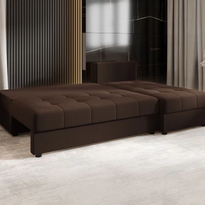 Rozkládací rohová sedačka ADELINDE - tmavě hnědá, pravý roh