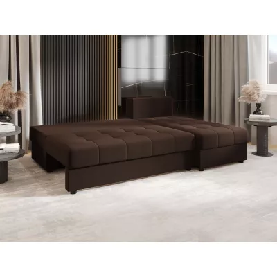 Rozkládací rohová sedačka ADELINDE - tmavě hnědá, pravý roh