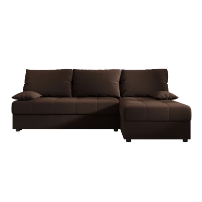 Rozkládací rohová sedačka ADELINDE - tmavě hnědá, pravý roh
