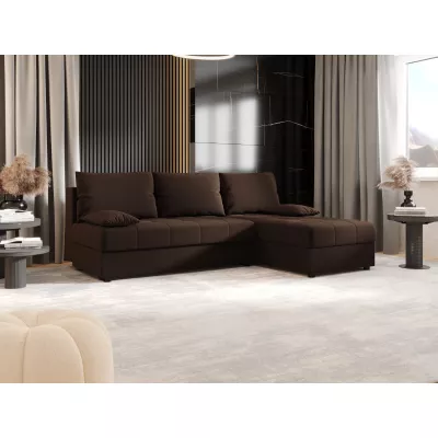 Rozkládací rohová sedačka ADELINDE - tmavě hnědá, pravý roh