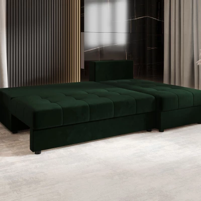 Rozkládací rohová sedačka ADELINDE - tmavě zelená, pravý roh