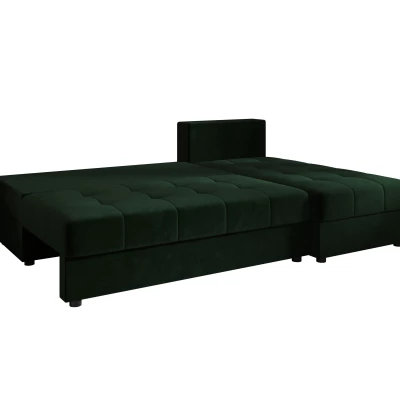 Rozkládací rohová sedačka ADELINDE - tmavě zelená, pravý roh