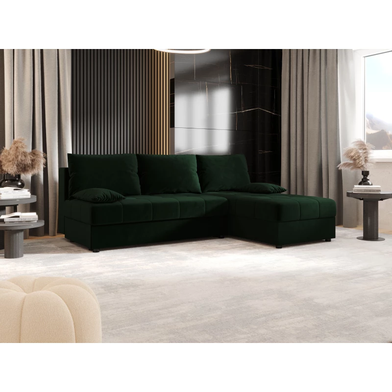 Rozkládací rohová sedačka ADELINDE - tmavě zelená, pravý roh