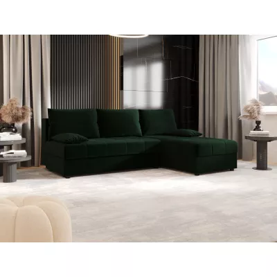 Rozkládací rohová sedačka ADELINDE - tmavě zelená, pravý roh