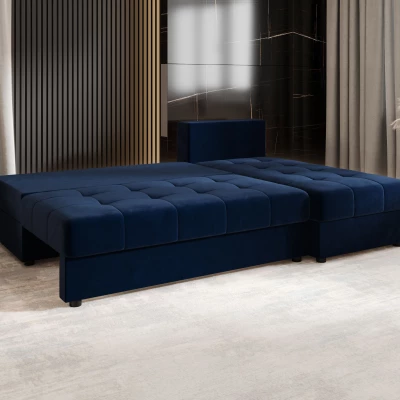 Rozkládací rohová sedačka ADELINDE - tmavě modrá, pravý roh