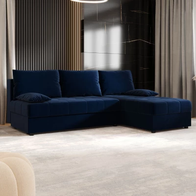 Rozkládací rohová sedačka ADELINDE - tmavě modrá, pravý roh