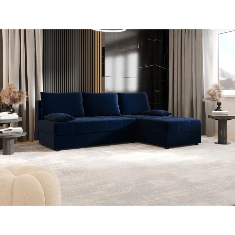 Rozkládací rohová sedačka ADELINDE - tmavě modrá, pravý roh