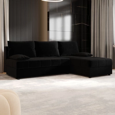 Rozkládací rohová sedačka ADELINDE - černá 2, pravý roh