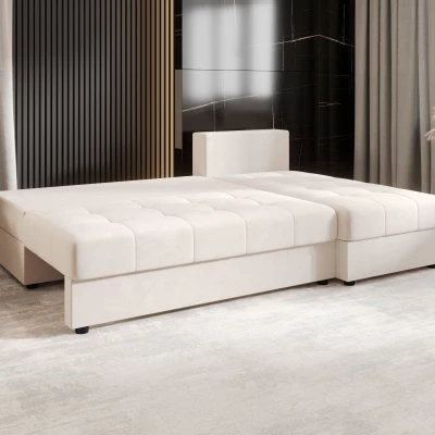 Rozkládací rohová sedačka ADELINDE - krémová, pravý roh