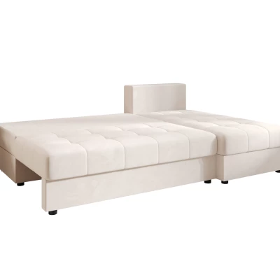 Rozkládací rohová sedačka ADELINDE - krémová, pravý roh