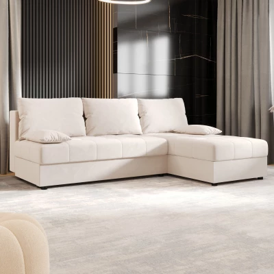 Rozkládací rohová sedačka ADELINDE - krémová, pravý roh