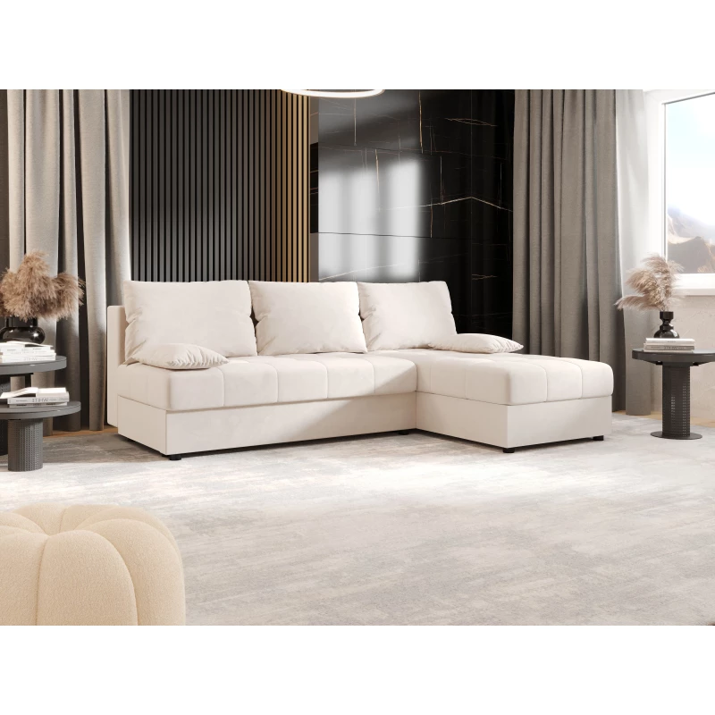 Rozkládací rohová sedačka ADELINDE - krémová, pravý roh