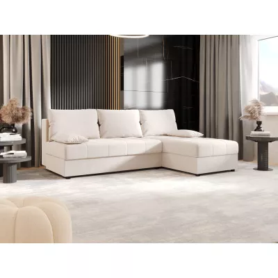 Rozkládací rohová sedačka ADELINDE - krémová, pravý roh