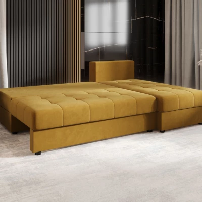 Rozkládací rohová sedačka ADELINDE - hořčicová, pravý roh