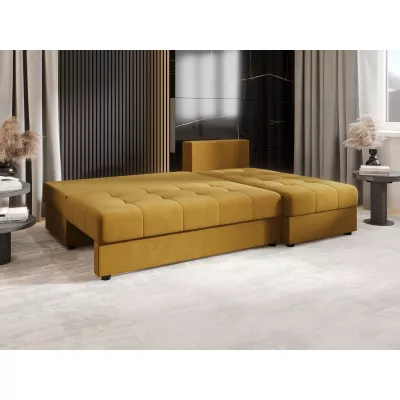 Rozkládací rohová sedačka ADELINDE - hořčicová, pravý roh