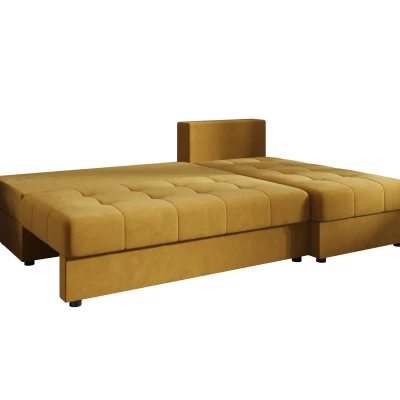 Rozkládací rohová sedačka ADELINDE - hořčicová, pravý roh