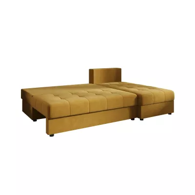 Rozkládací rohová sedačka ADELINDE - hořčicová, pravý roh