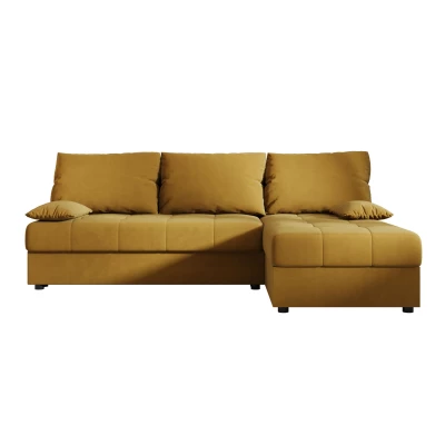 Rozkládací rohová sedačka ADELINDE - hořčicová, pravý roh